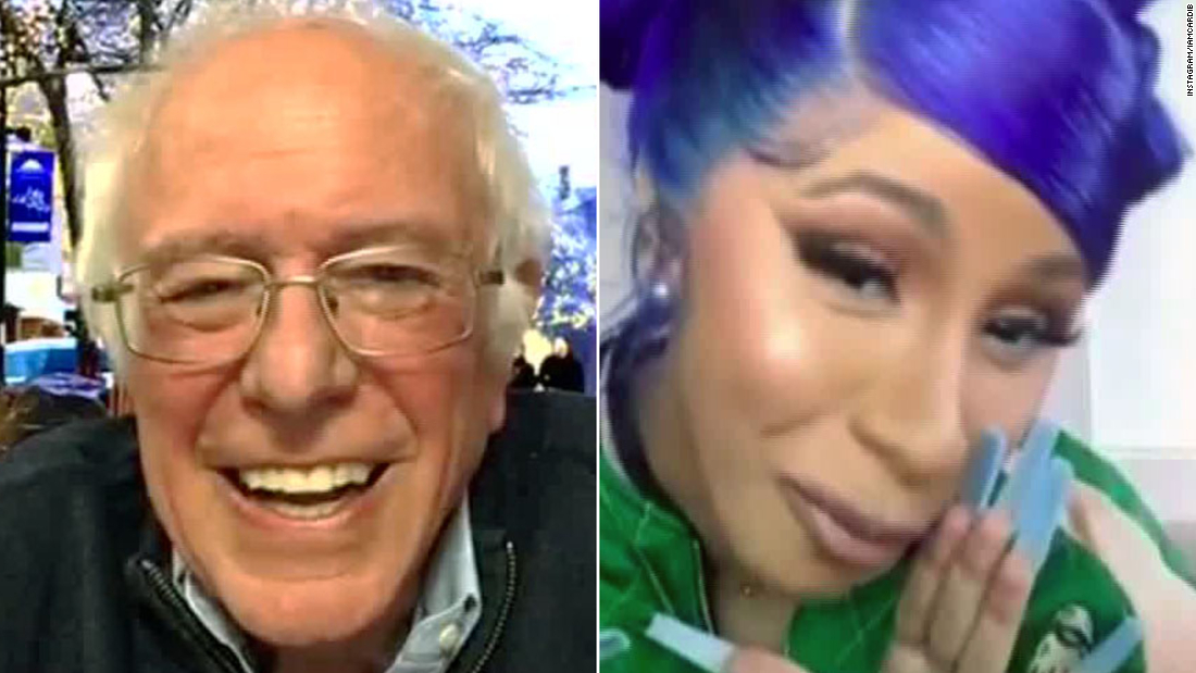 Sen Bernie Sanders Joins Cardi B For A Live Chat Cnn Video