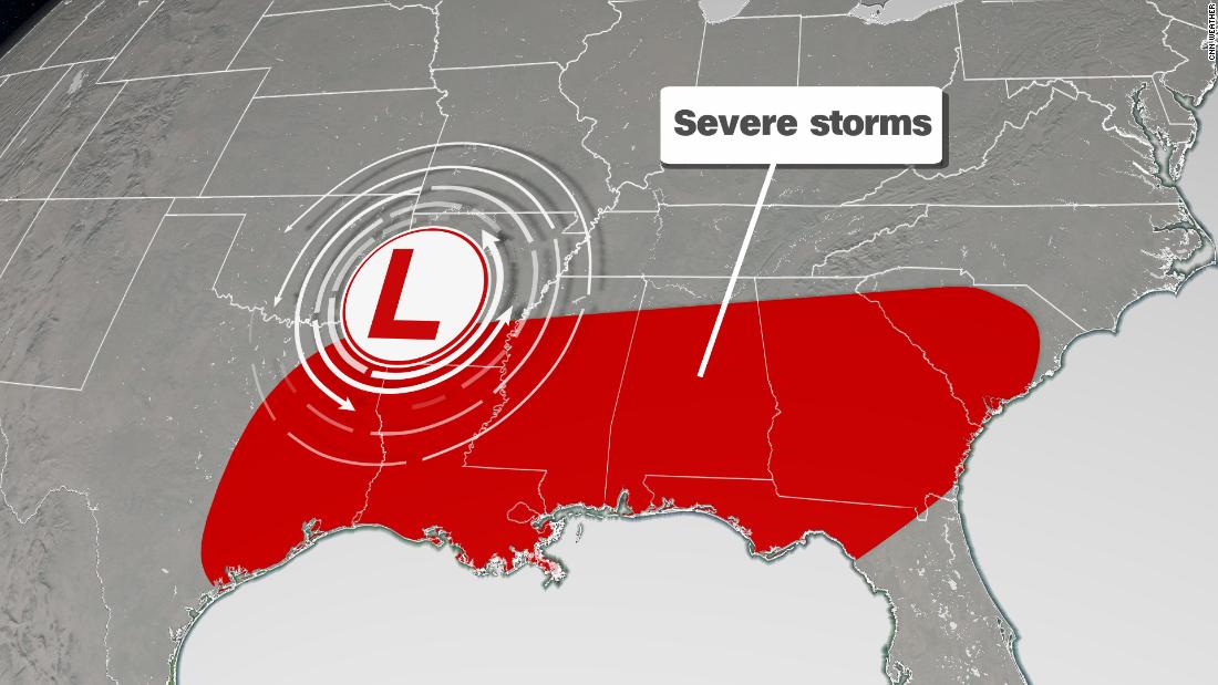 Severe storms, capable of producing tornadoes, are forecast again across the South this weekend