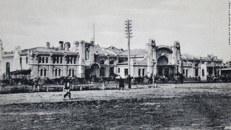 Harbin Railway Station, taken in about 1900. 
