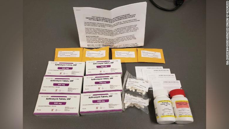 The &quot;COVID-19 Concierge Medicine Pack&quot; offered by Dr. Jennings Staley is seen in this image provided by the US Attorney&#39;s Office Southern District of California. CNN has obscured the doctor&#39;s phone number.