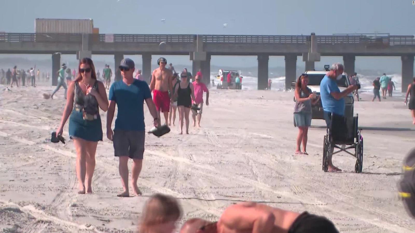 People Flock To Jacksonville Beaches As They Reopen Amid Coronavirus