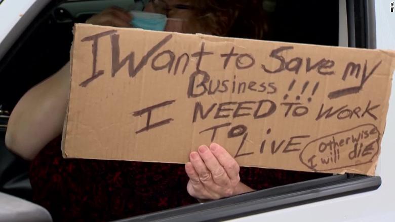 A protester in Maryland says she&#39;s worried about her future if businesses don&#39;t reopen soon.