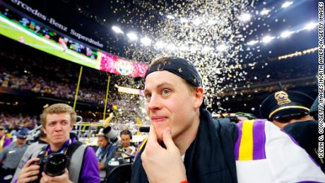 Joe Burrow celebrates after winning the national championship in January. He&#39;s expected to be the draft&#39;s top pick.