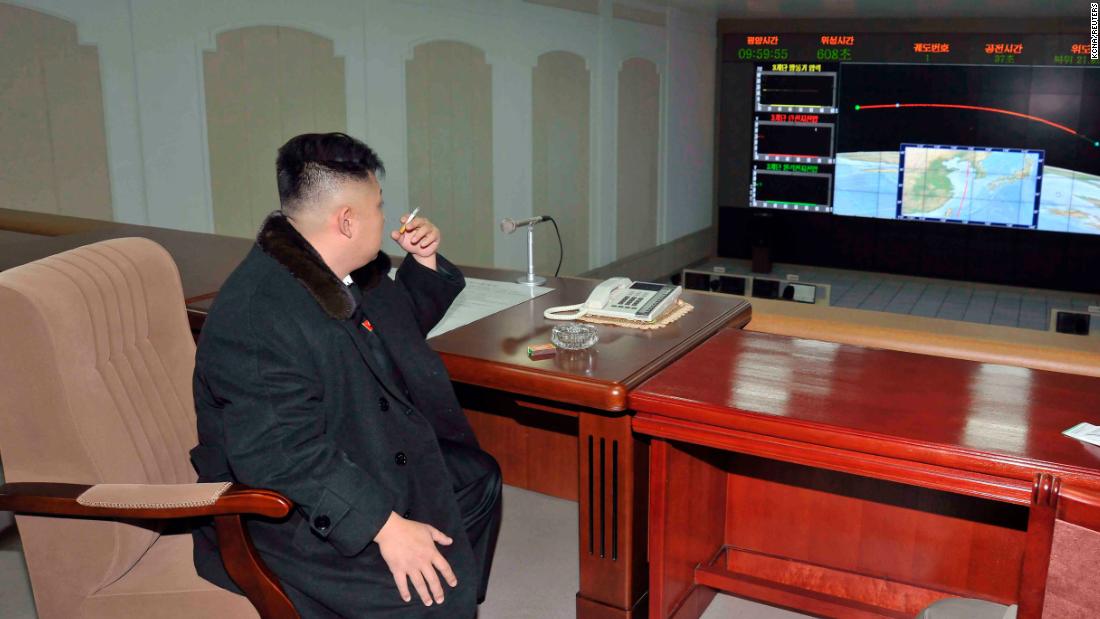 In this December 2012 photo provided by North Korea&#39;s state-run news agency, Kim smokes a cigarette after the launch of a rocket carrying a satellite.