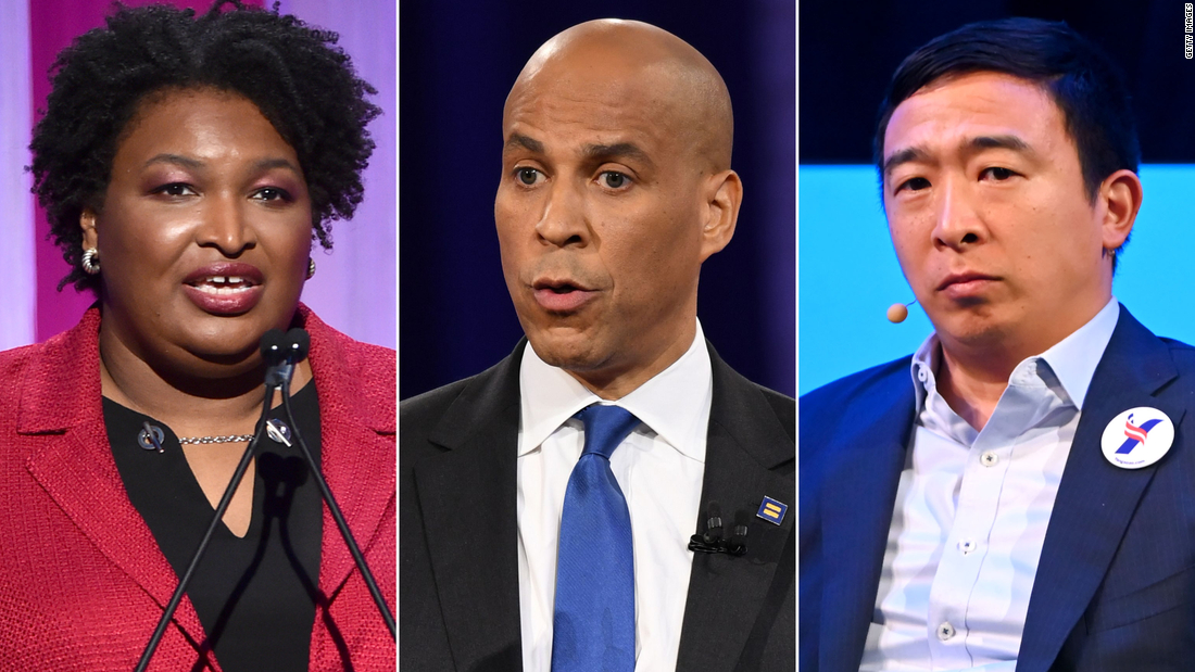 Stacey Abrams, Cory Booker and Andrew Yang announce push to provide direct cash payments to families on food stamps