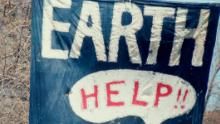 A banner at the inaugural Earth Day, New York City, 22nd April 1970. Earth Day is held annually to raise awareness of environmental issues.  (Photo by Archive Photos/Getty Images)
