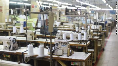 A garments factory is seen empty during government imposed shutdown as a preventative measure against the COVID-19 coronavirus, in Dhaka on April 6, 2020.