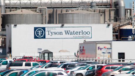 A Tyson Fresh Meats plant stands in Waterloo, Iowa, date not known. On Friday, April 17, 2020, more than a dozen Iowa elected officials asked Tyson to close the pork processing plant because of the spread of the coronavirus among its workforce of nearly 3,000 people. (Jeff Reinitz/The Courier/AP)