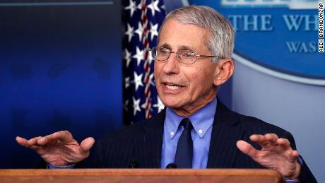 Dr. Anthony Fauci, director of the National Institute of Allergy and Infectious Diseases, speaks about the coronavirus in the James Brady Press Briefing Room of the White House, Friday, April 17, 2020, in Washington. (AP Photo/Alex Brandon)