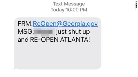 The mayor shared the text message on Twitter.