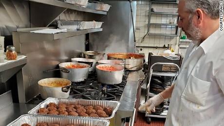 Rao&#39;s Executive Chef Dino Gatto working on a batch of the restaurant&#39;s famous meatballs.