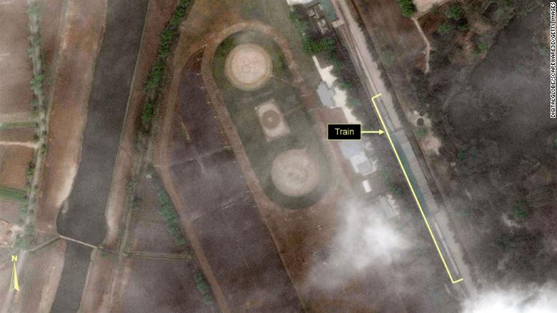 Satellite images show what may be the train belonging to the leader of North Korea, Kim Jong Un.