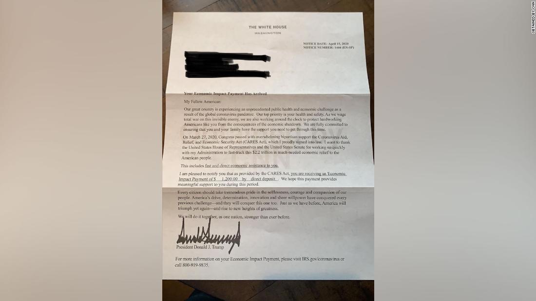 People receiving stimulus checks get letter signed by President Donald