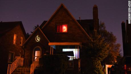 A home in Dearborn lit up for Ramadan in 2019.