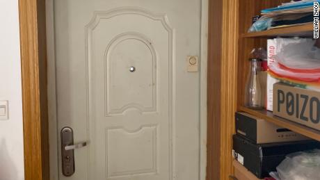 William Zhou said the camera was installed on the cabinet wall next to his front door.