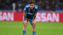 Dybala reacts during Juventus' UEFA Champions League round of 16 first leg match against Lyon.