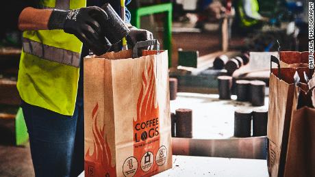 A bag of Bio-bean coffee logs costs around £7 ($8.70) -- similar to other fire logs available in the UK, says the company&#39;s founder.