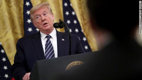 U.S. President Donald Trump speaks during an event on protecting America&#39;s senior citizens in the East Room of the White House April 30, 2020 in Washington, DC. Older adults and those with underlying medical conditions are at higher risk for serious complications from COVID-19. 