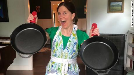 Whitney Rutz bakes the giant rolls in her Portland, Oregon kitchen. 