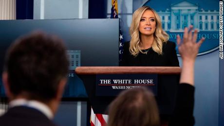 White House Press Secretary Kayleigh McEnany holds her first press conference on May 1, 2020, in the Brady Briefing Room of the White House in Washington, DC.