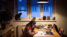 TOPSHOT - Jana(11) does her homework at her home during the lockdown of schools caused by the spread of the new coronavirus COVID-19 in Bratislava on March 27, 2020. - The newly-appointed government of new PM Igor Matovic came up with a new set of precautionary measures against the spread of the new coronavirus as obligatory face masks, specific shopping hours for elders and continuation of lockdown of schools. Slovakia has 269 positively tested cases of Covid 19. (Photo by VLADIMIR SIMICEK / AFP) (Photo by VLADIMIR SIMICEK/AFP via Getty Images)