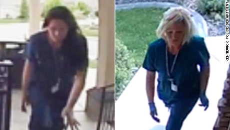 Police say these women are suspects in a porch piracy investigation.. 