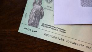 President Donald Trump&#39;s name appears on a stimulus check on May 3, 2020.