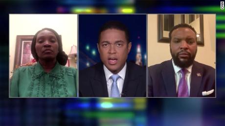 Wanda Cooper, left, and attorney Lee Merritt speak with CNN&#39;s Don Lemon on May 3.