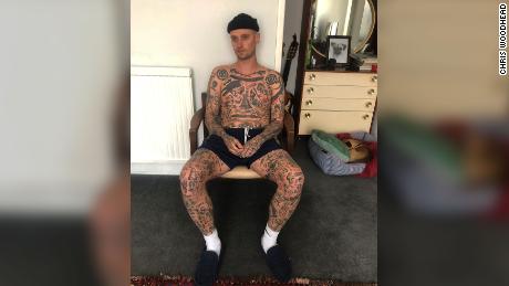 Chris Woodhead, from East London, has tattooed himself every day since he went into isolation.