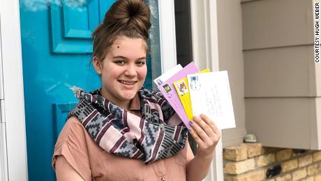 Emerson Weber is using her passion for letter writing to brighten essential postal workers&#39; days.