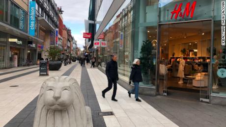 The main shopping street in Stockholm was full of people.