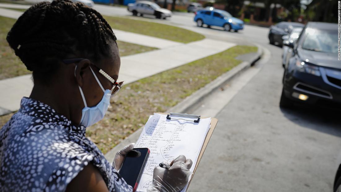 A volunteer works at a drive-thru food distribution in Miami during an event organized by the Feeding South Florida food bank on April 15. &lt;a href=&quot;http://www.cnn.com/2020/04/15/us/gallery/food-banks-coronavirus/index.html&quot; target=&quot;_blank&quot;&gt;Related story: With people out of work, food banks are stepping up&lt;/a&gt;