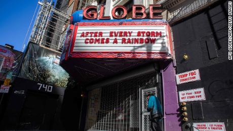 The marquee of the Globe theatre in Los Angeles.