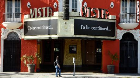 The marquee of the Vista movie theatre in Los Angeles.