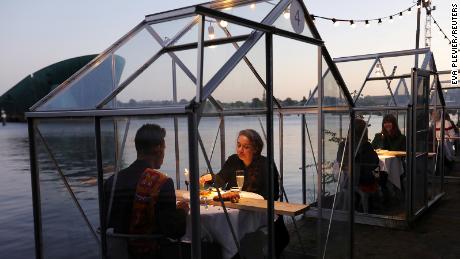 Socially distant diners at Mediamatic ETEN.