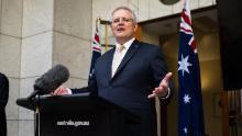 Prime Minister Scott Morrison speaks during a press conference following a National Cabinet meeting on May 8 in Canberra, Australia.