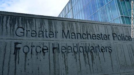 A file photo shows the exterior of the Greater Manchester Police headquarters in Manchester, northwest England, in 2012.
