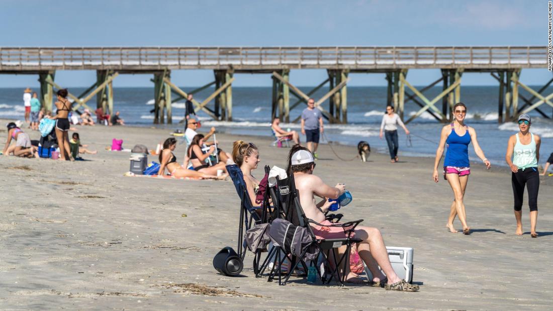 People enjoy a beach that had just reopened in Isle of Palms, South Carolina, on May 6.