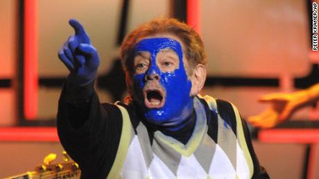 Stiller is dressed as a member of the Blue Man Group during a Comedy Central special in 2008. The quot;Night of Too Many Starsquot; raised money for autism education.