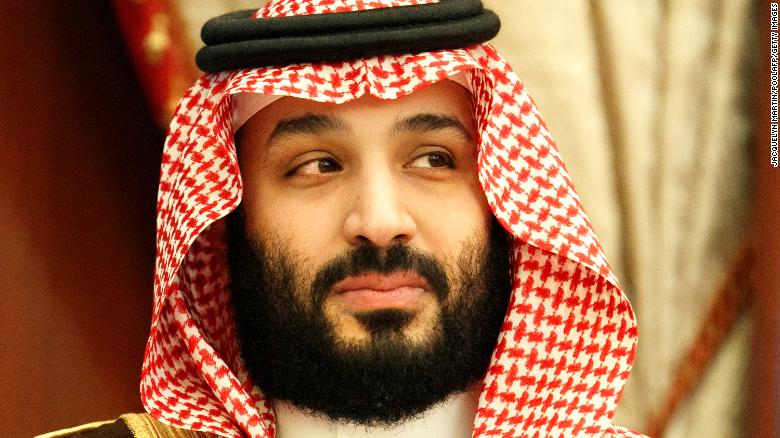 Saudi Arabia&#39;s Crown Prince Mohammed bin Salman is pictured during a meeting with the US secretary of state.