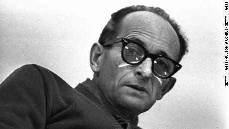 RAMLE, ISRAEL: (FILE PHOTO) Nazi war criminal Adolph Eichmann in his prison cell April 15, 1961 in Ramle, central Israel. The Israeli police donated Eichmann&#39;s original handprints, fingerprints and mugshot to Jerusalem&#39;s Yad Vashem Holocaust memorial ahead of Israel&#39;s annual Holocaust remembrance day May 4, 2005 which this year also marks the 60th anniversary of the Nazi&#39;s World War II defeat in 1945. (Photo by John Milli/GPO via Getty Images)