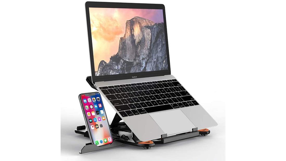 Soporte vertical para laptop, soporte de aluminio para computadora portátil  de escritorio con base ajustable (hasta 17.3 pulgadas) compatible con