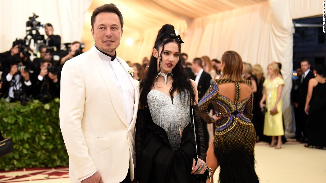 Musk and his girlfriend, singer Grimes, attend the Met Gala in New York in 2018.