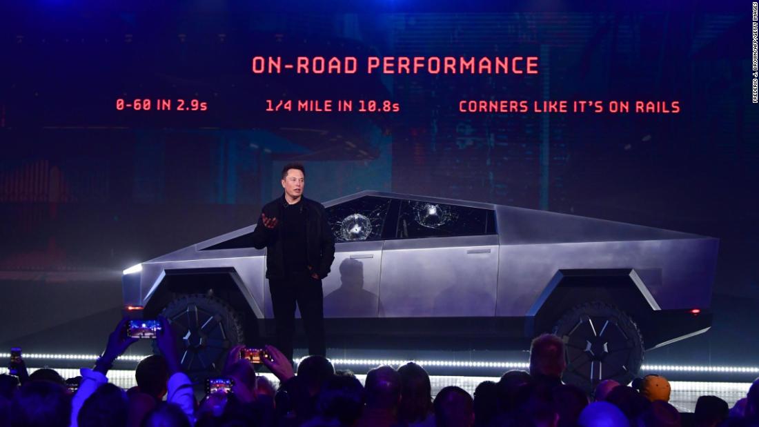 Musk &lt;a href=&quot;https://www.cnn.com/2019/11/22/cars/tesla-cybertruck-electric-pickup-truck/index.html&quot; target=&quot;_blank&quot;&gt;reveals Tesla&#39;s new electric pickup truck&lt;/a&gt; in 2019. A demonstration of the Cybertruck&#39;s supposedly unbreakable windows backfired, however, when a metal ball thrown at the windows did, in fact, break them.