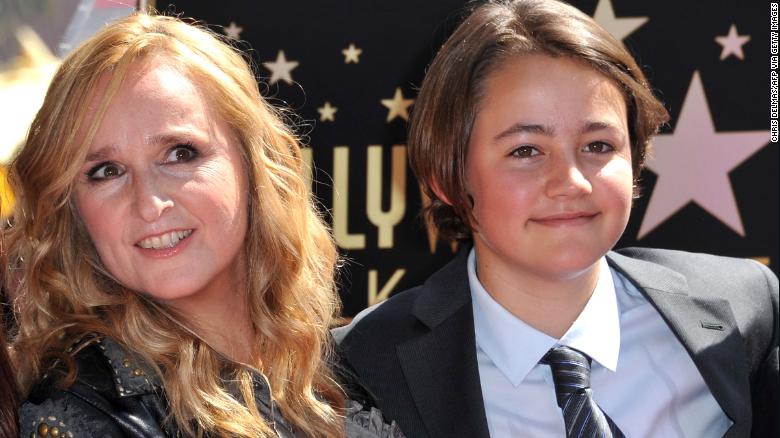 A photo, taken on September 27, 2011, shows singer Melissa Etheridge posing with her son Beckett during her Walk of Fame ceremony held at the Hard Rock cafe in Hollywood