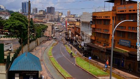A view of deserted streets as part of coronavirus measures in Kampala, Uganda on April 3, 2020. 