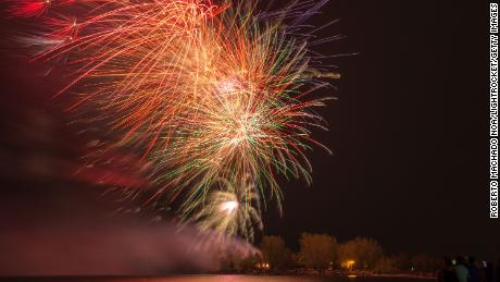 Victoria Day is celebrated with fireworks in Toronto.
