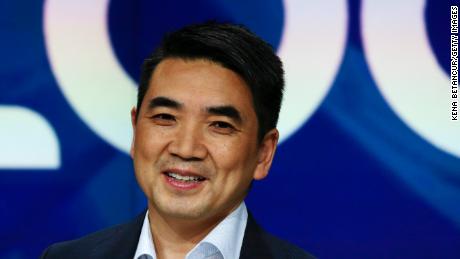 Eric Yuan speaks before the Nasdaq opening bell ceremony on April 18, 2019 in New York City. The company&#39;s IPO priced at $36 per share, at an estimated value of $9.2 billion. (Kena Betancur/Getty Images)