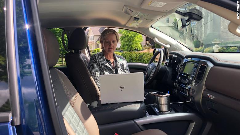 When Judy Wheeler needs a change of scenery when working from home she hops into her car to get some work done.