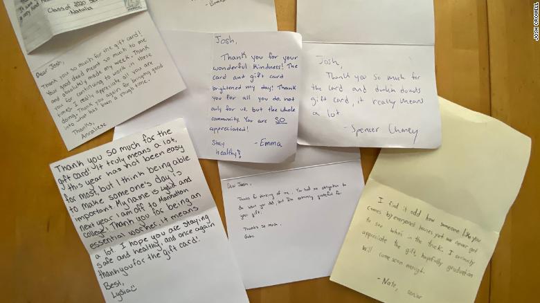 Crowell has received various notes from high school seniors thanking him for his kindness. 
